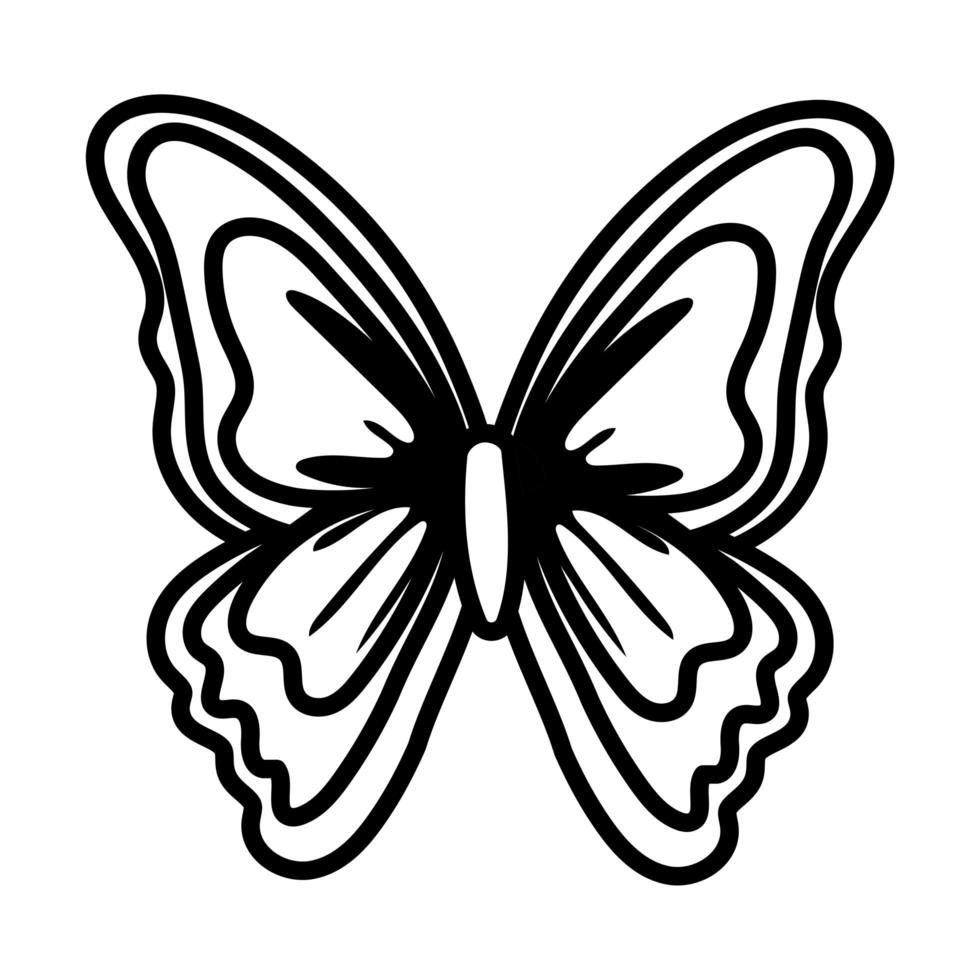 icône de style de ligne insecte beau papillon vecteur
