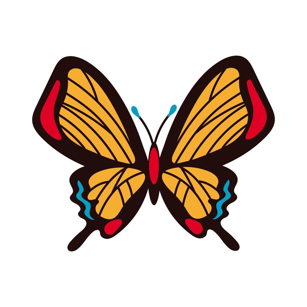 icône de style plat insecte jaune beau papillon vecteur