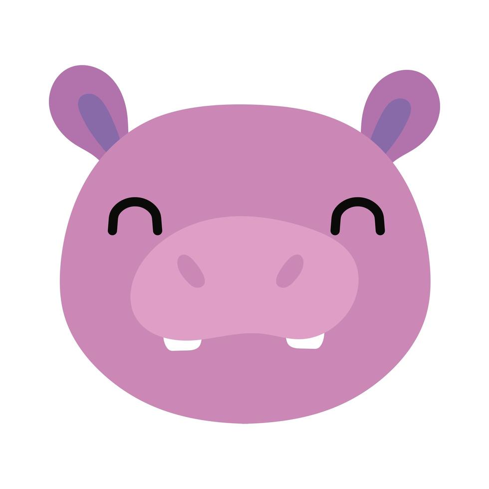 icône de style plat animal sauvage hippopotame mignon vecteur
