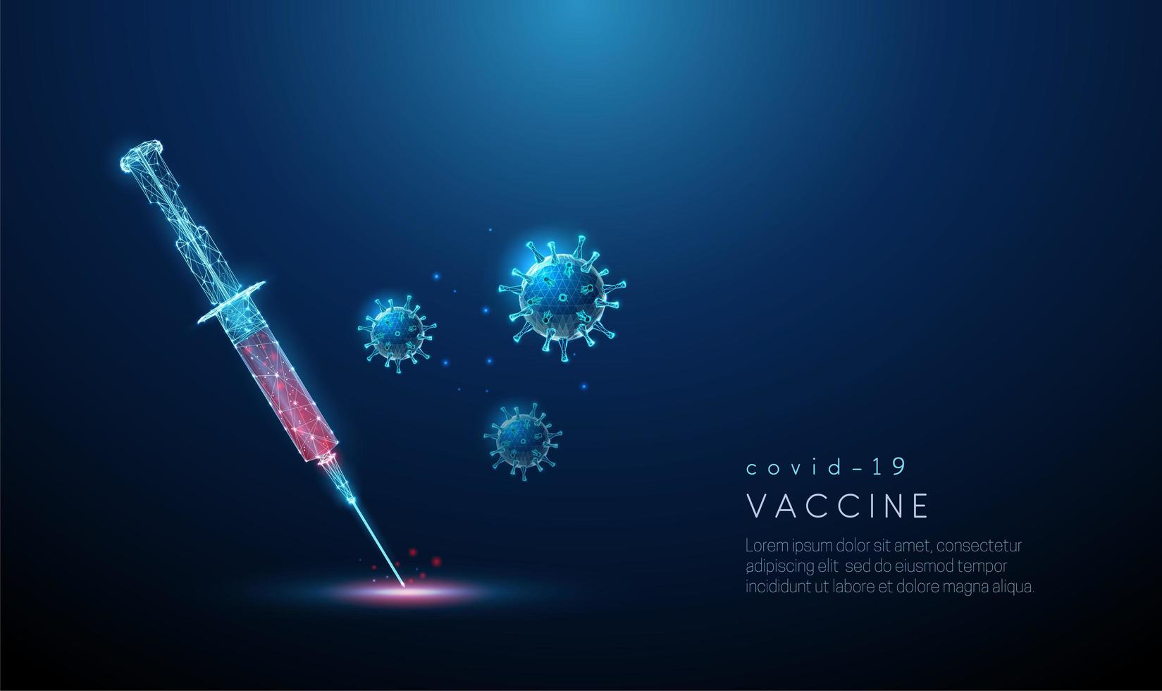 vaccin de style low poly contre le coronavirus covid19 vecteur