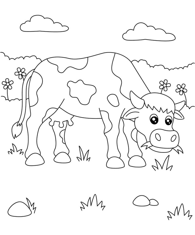 vache visage coloration page pour des gamins vecteur