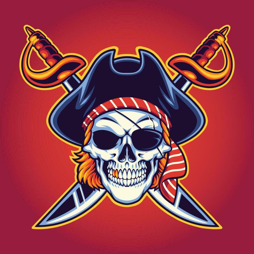 crâne tête pirates logo illustration vecteur