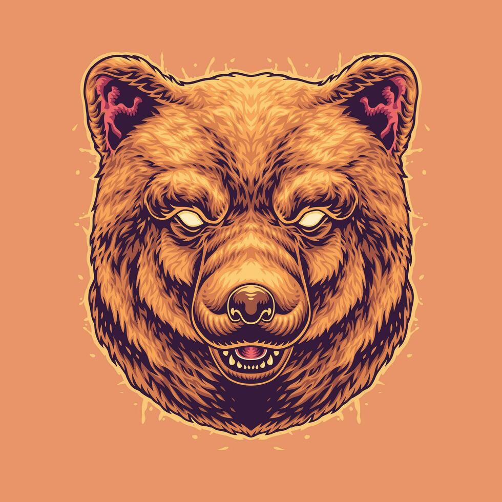 illustration de mascotte tête d'ours en colère vecteur