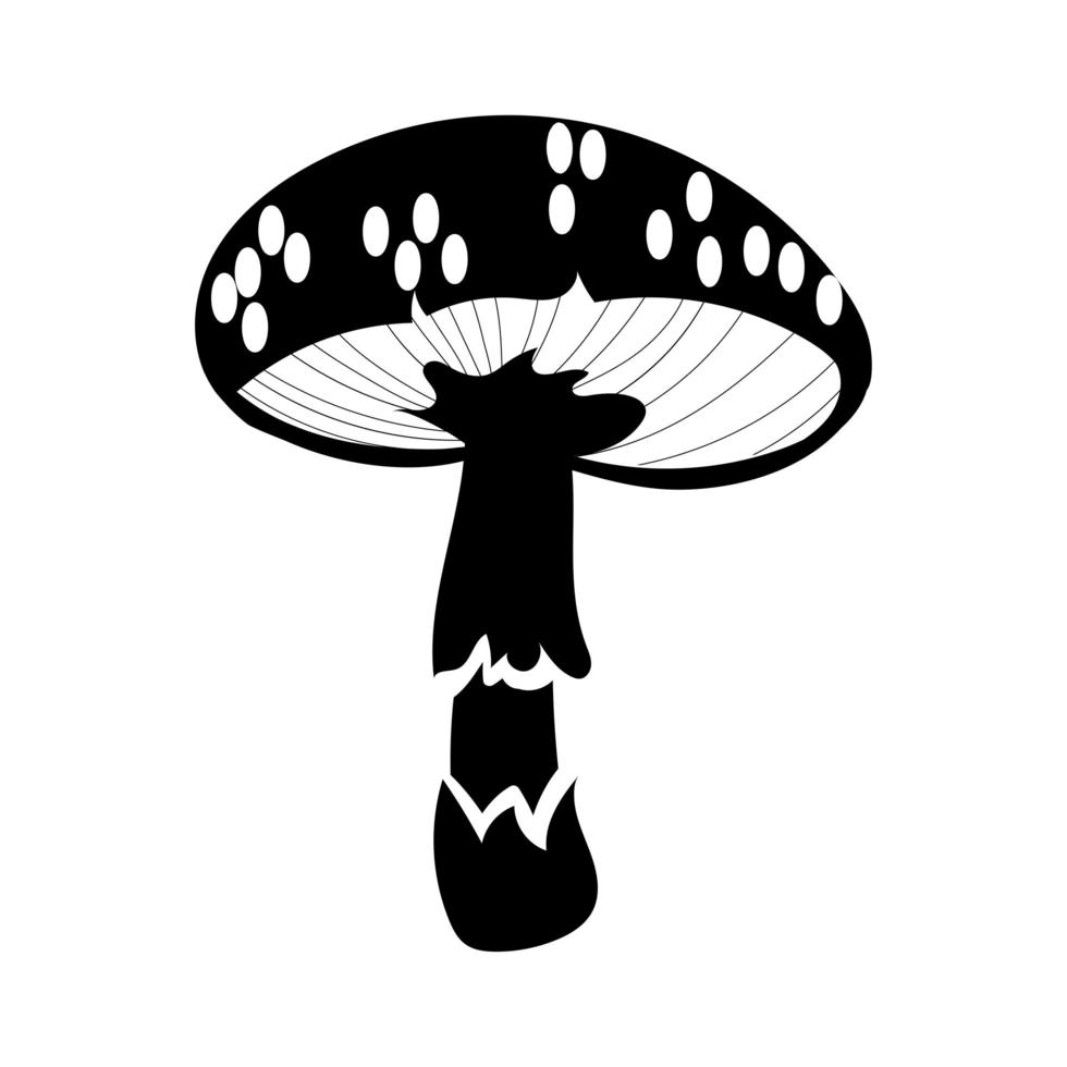 icône de style silhouette plante champignon vecteur