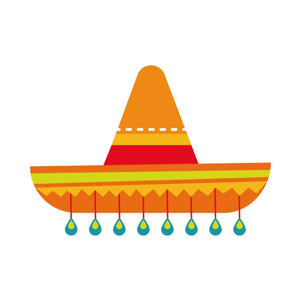 icône de style de dessin à la main de chapeau de culture mexicaine vecteur