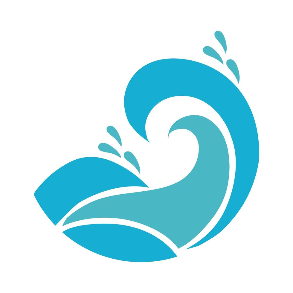 icône de style plat océan vague d'eau vecteur