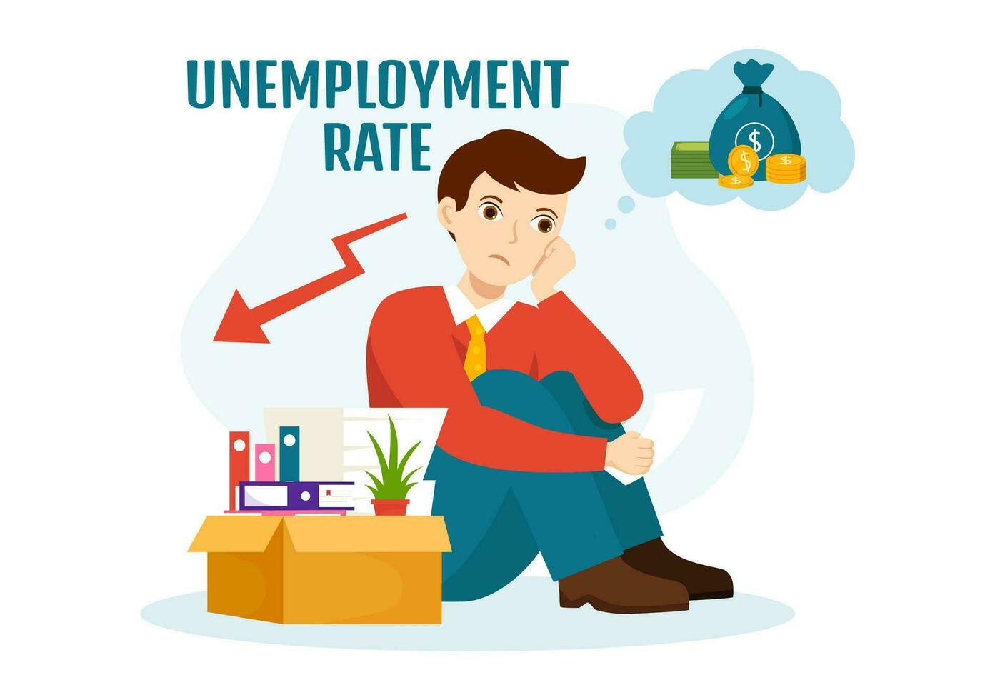 chômage taux vecteur illustration avec beaucoup gens à la recherche pour une emploi, économique ralentissement et financier crise dans plat dessin animé main tiré modèles