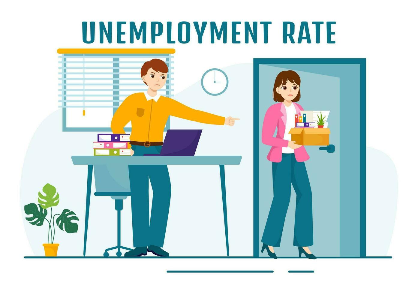 chômage taux vecteur illustration avec beaucoup gens à la recherche pour une emploi, économique ralentissement et financier crise dans plat dessin animé main tiré modèles