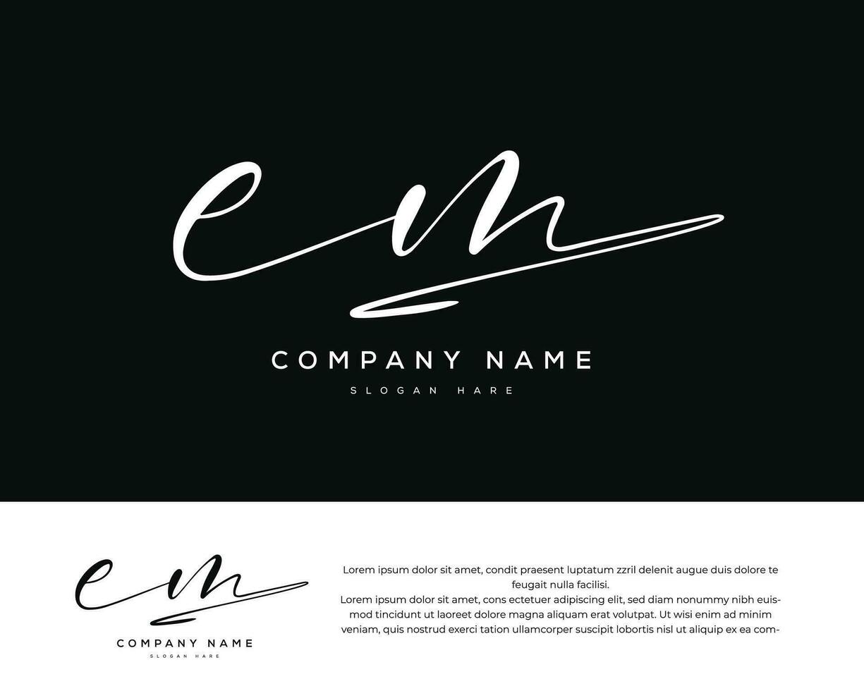 em e m initiale lettre écriture et Signature logo vecteur