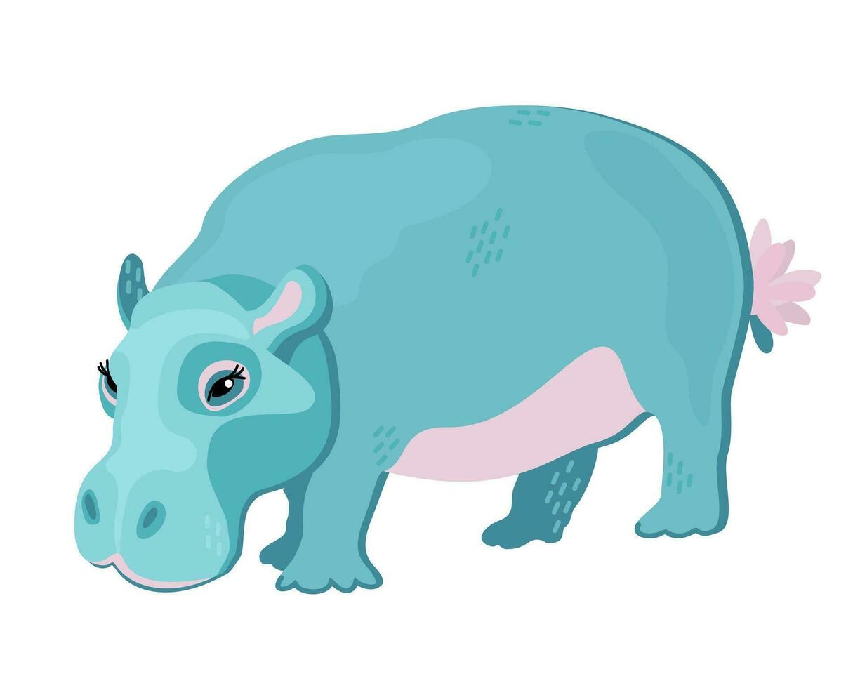 vecteur mignonne illustration de hippopotame isolé sur blanc Contexte