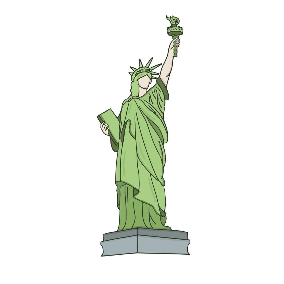 statue de liberté. vecteur dessin animé main tiré plat style.