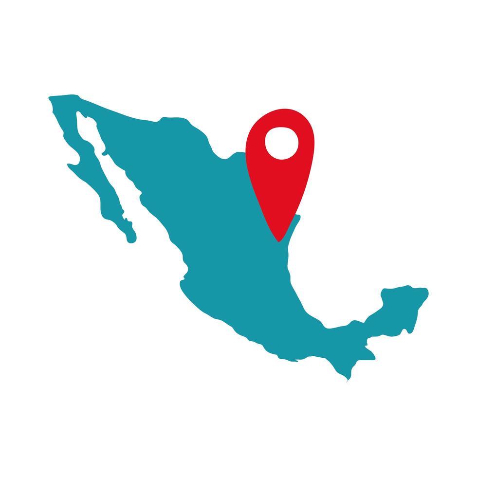carte mexicaine avec l'icône de style de dessin à la main d'emplacement de broche vecteur