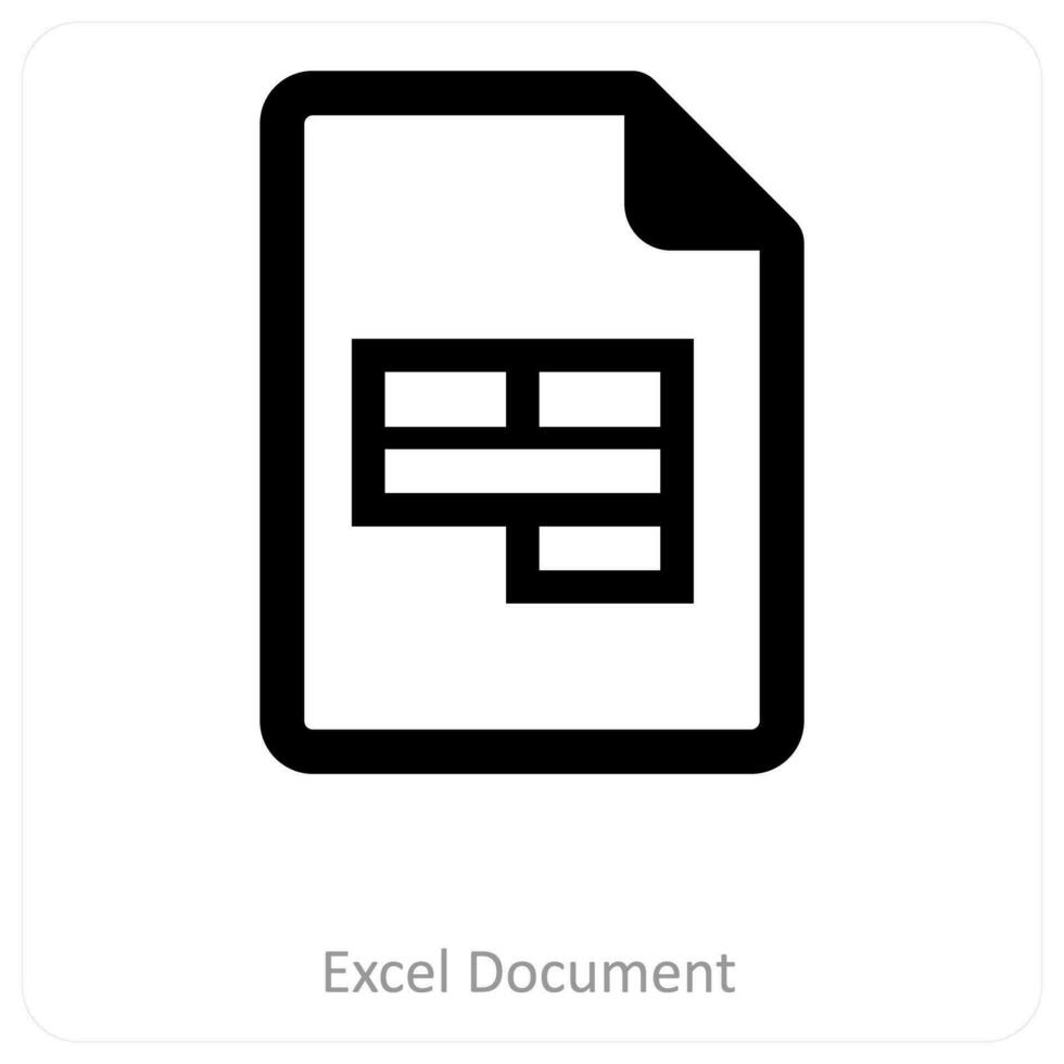 exceller document et feuille icône concept vecteur