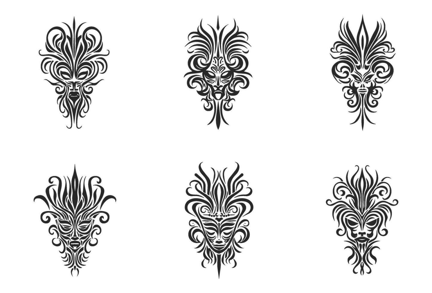 traditionnel tribal tatouage visage motif, traditionnel ethnique tatouage vecteur