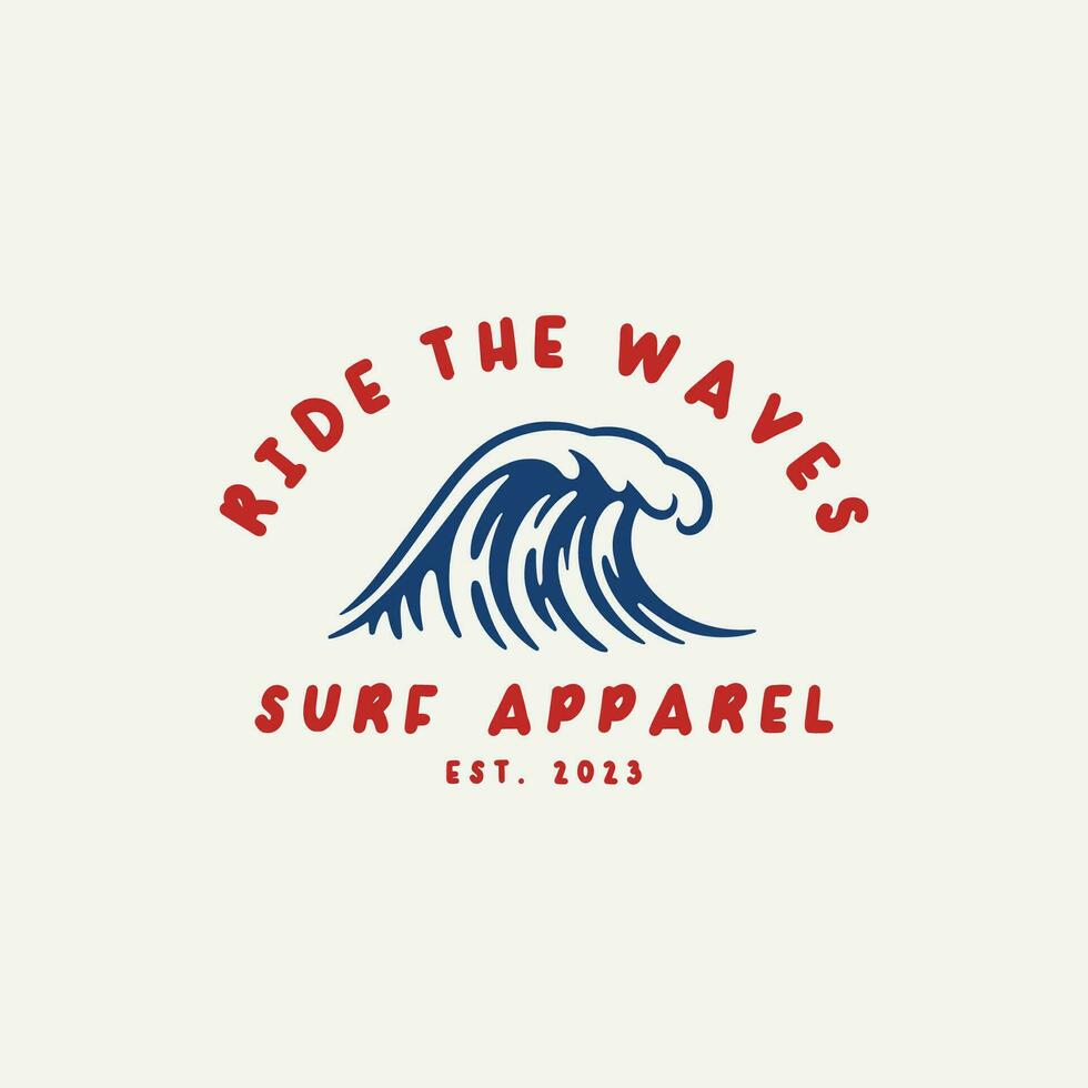 modèle de conception de logo wave pour surf club, surf shop, surf merch. vecteur