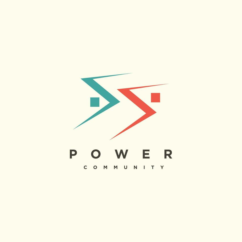 Puissance logo conception vecteur avec Humain communauté style
