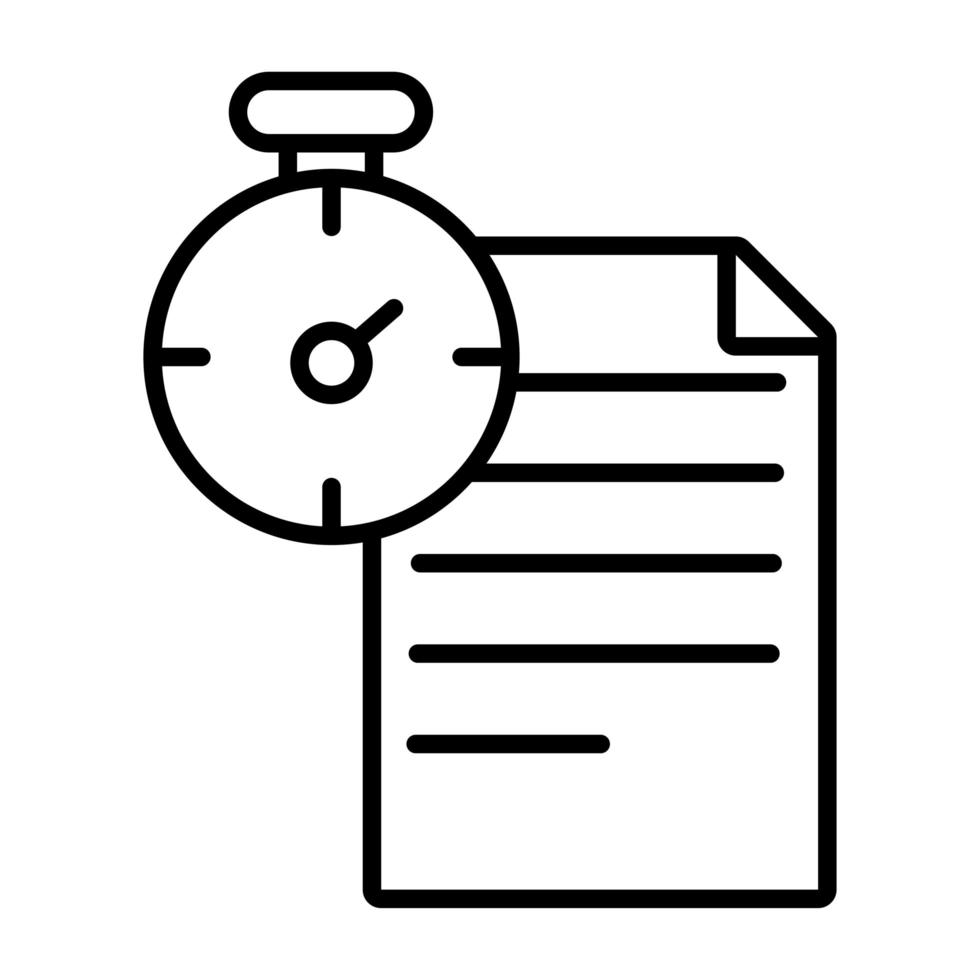 document papier avec icône de style de ligne chronomètre vecteur