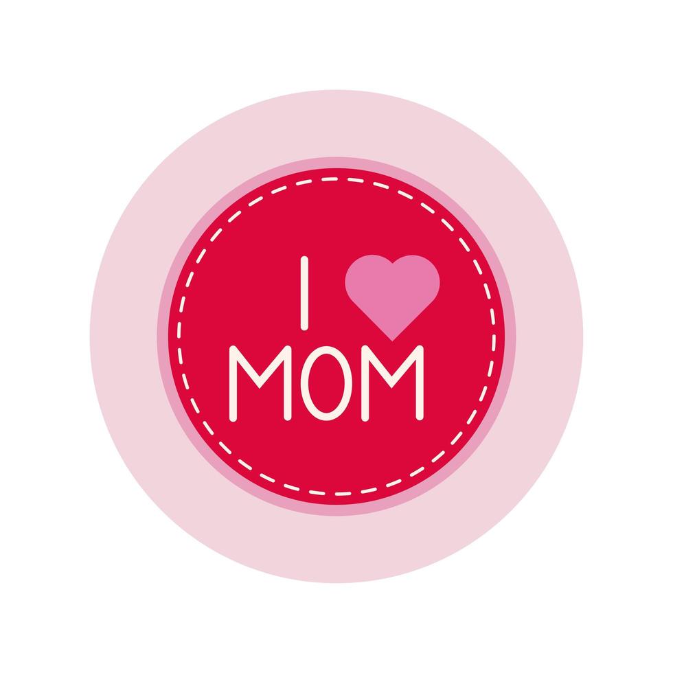 bloc de timbre de sceau de fête des mères et icône de style plat vecteur