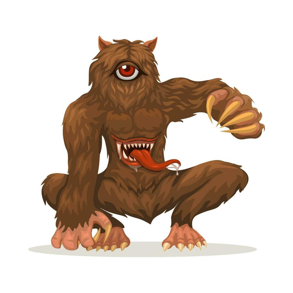 mapinguari monstre mythique créature personnage dessin animé illustration vecteur