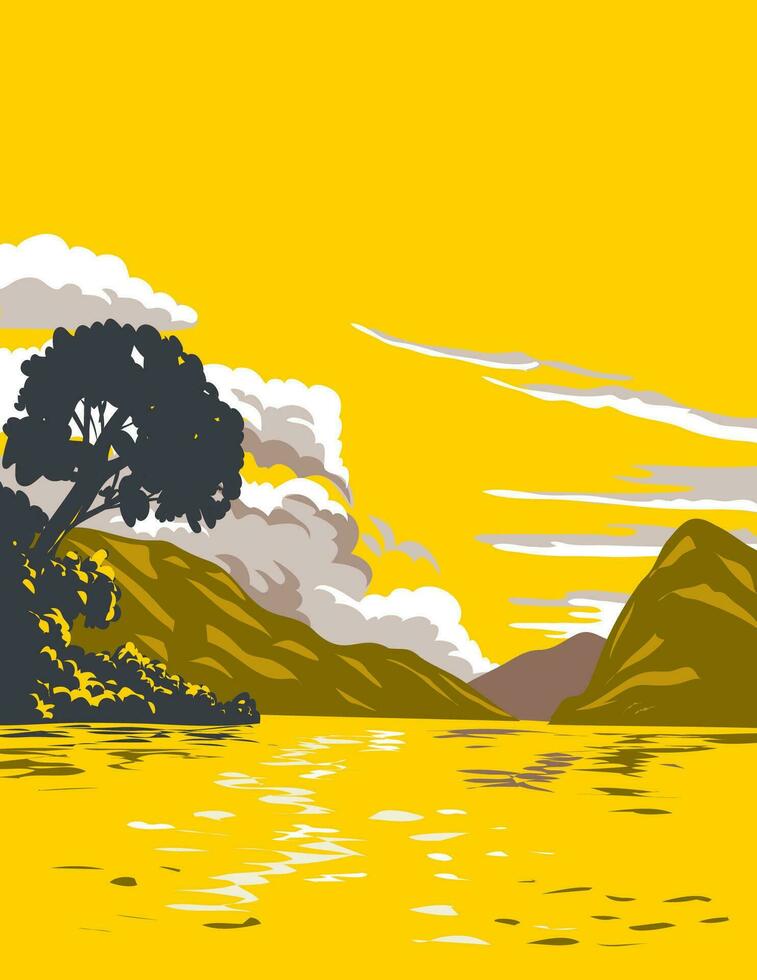 Lac Lugano dans Suisse wpa art déco affiche vecteur