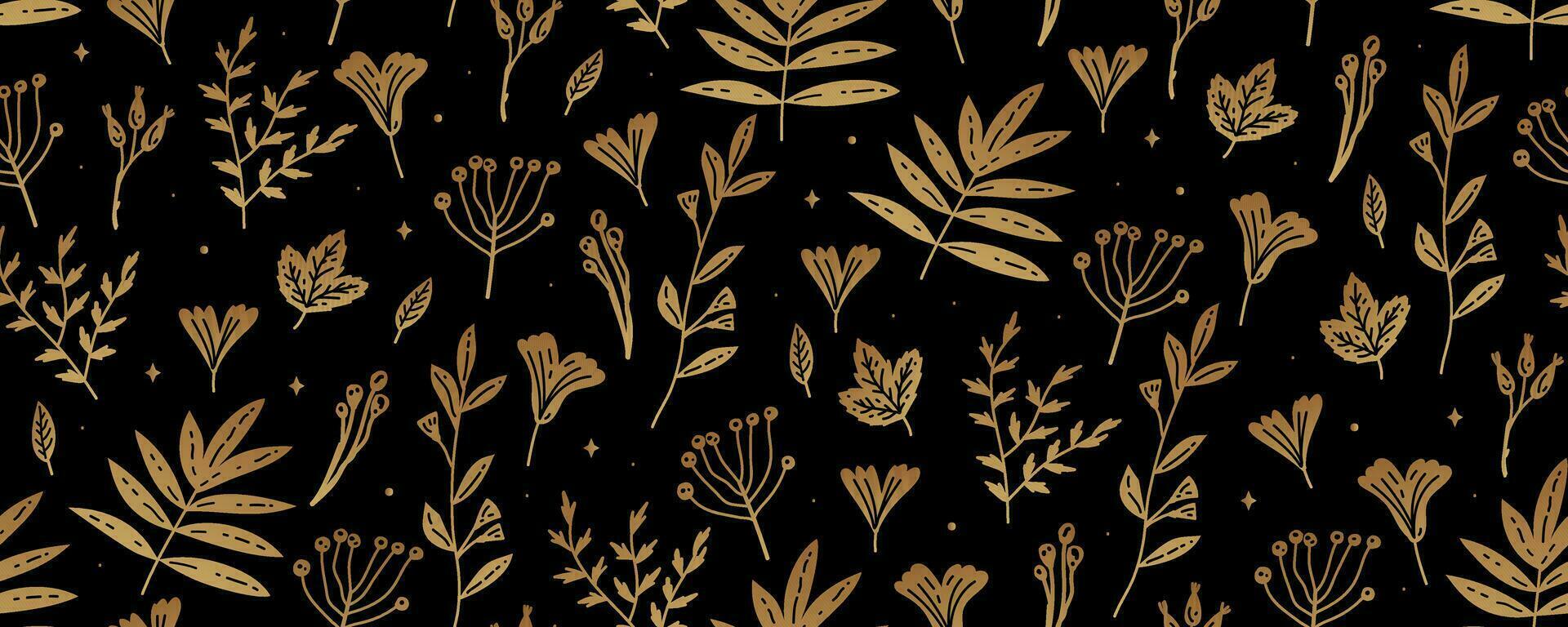 d'or art décoration illustration. luxe sans couture modèle avec or feuilles. vecteur