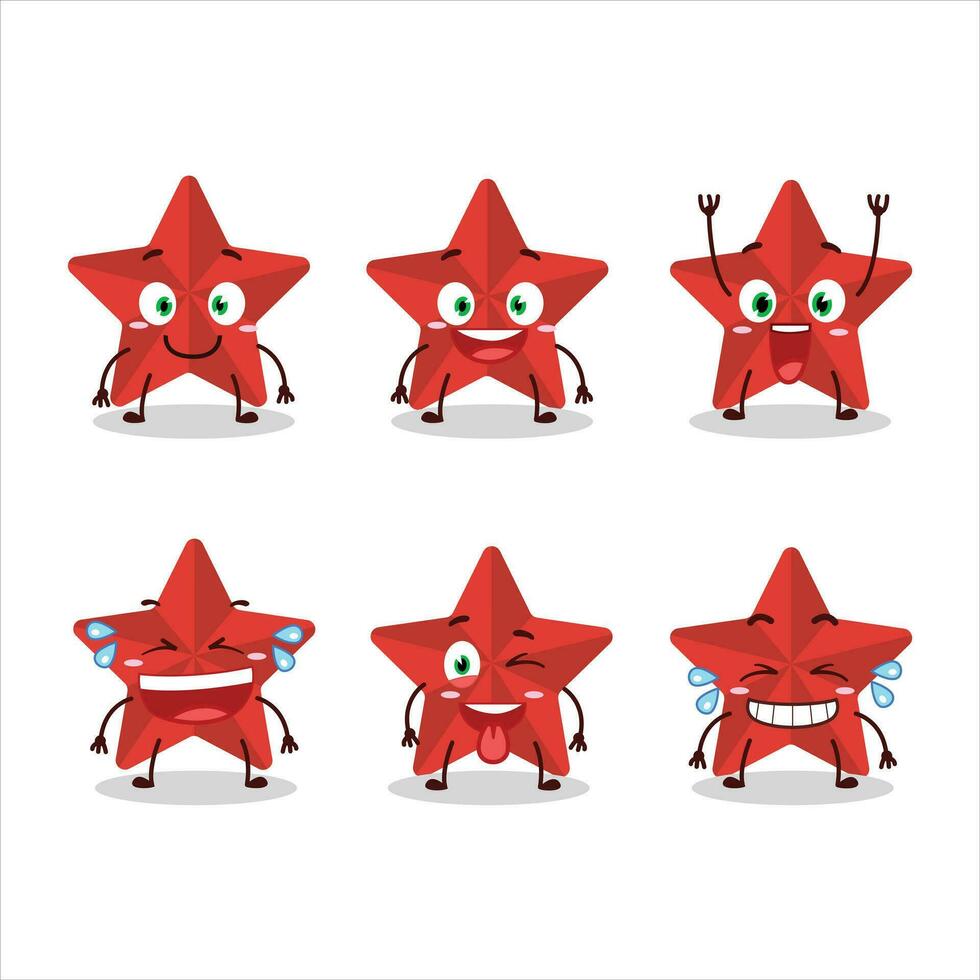 dessin animé personnage de Nouveau rouge étoiles avec sourire expression vecteur