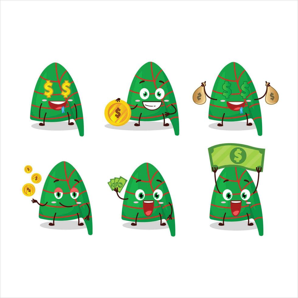 vert rayures elfe chapeau dessin animé personnage avec mignonne émoticône apporter argent vecteur