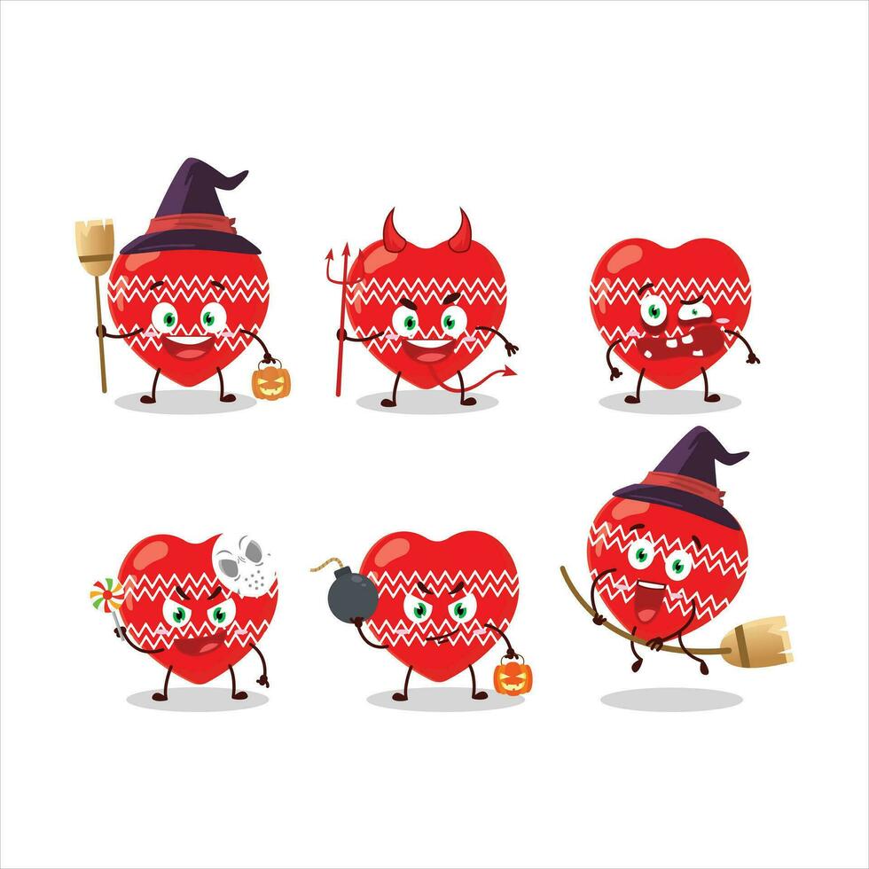 Halloween expression émoticônes avec dessin animé personnage de l'amour rouge Noël vecteur