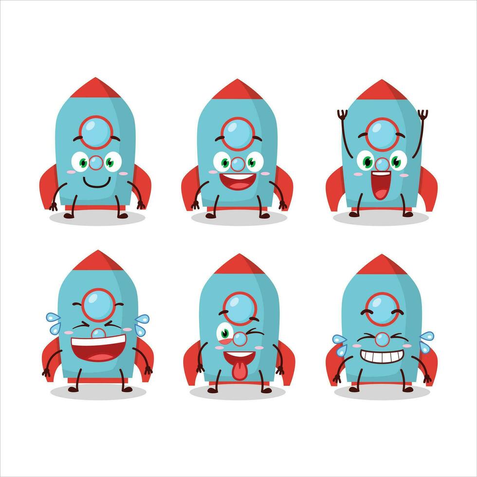 dessin animé personnage de bleu fusée pétard avec sourire expression vecteur