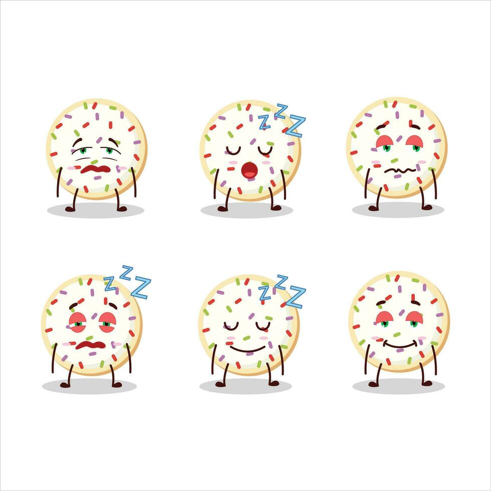 dessin animé personnage de sucre biscuits avec somnolent expression vecteur