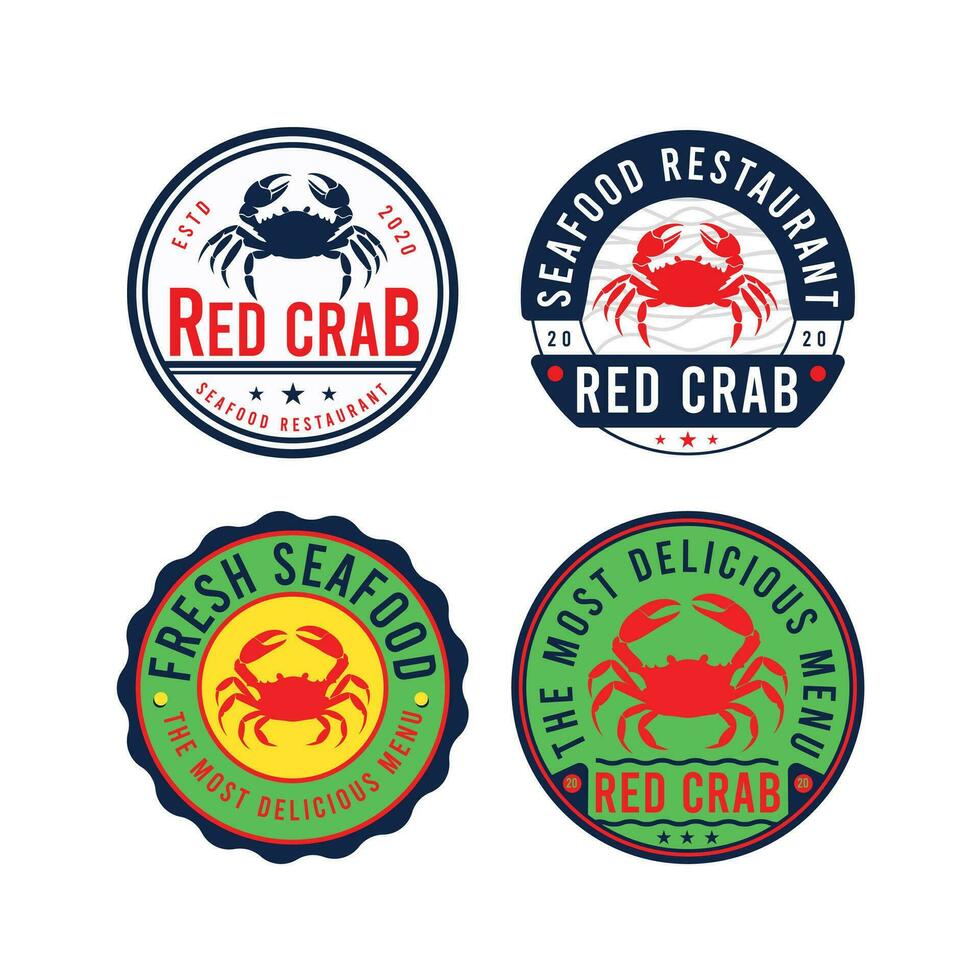 ensemble de Fruit de mer badge logo conception vecteur illustration