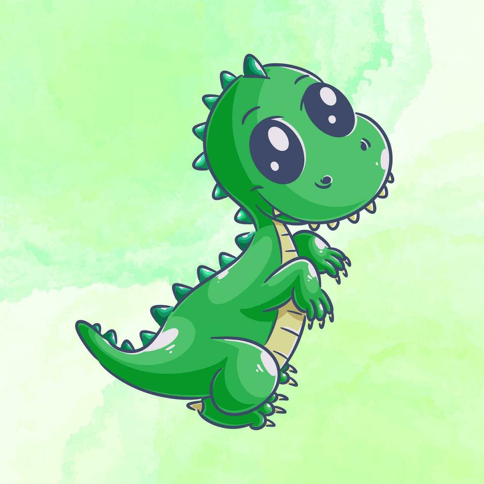 mignonne vert dinosaure dessin animé vecteur