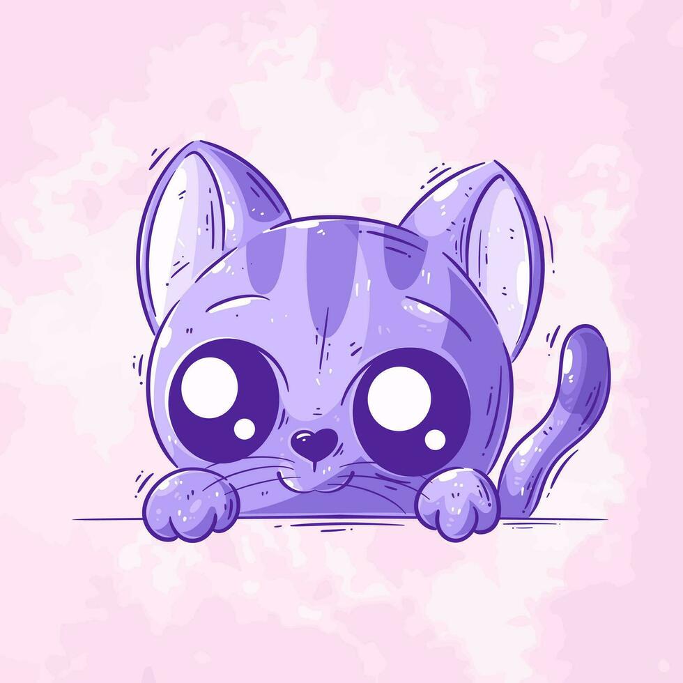 mignonne chat est cache dessin animé vecteur