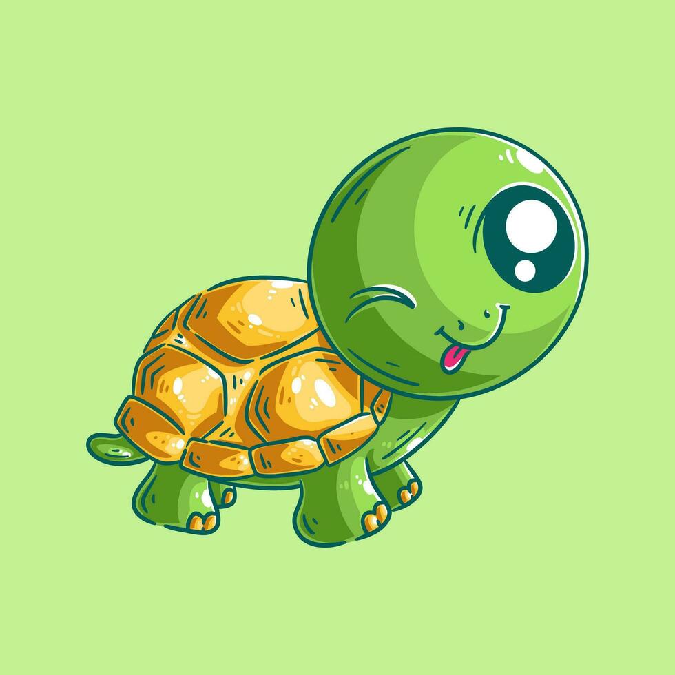 mignonne tortue est permanent dessin animé vecteur