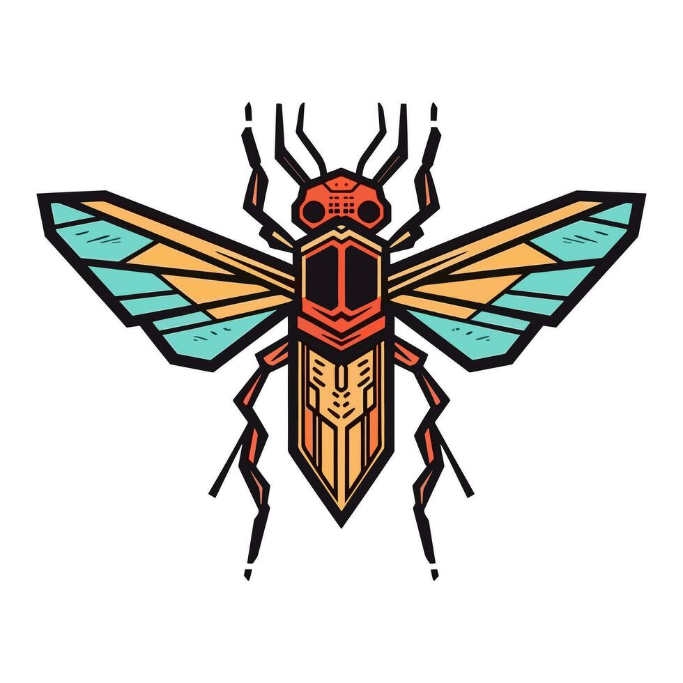 insecte main tiré logo illustration vecteur