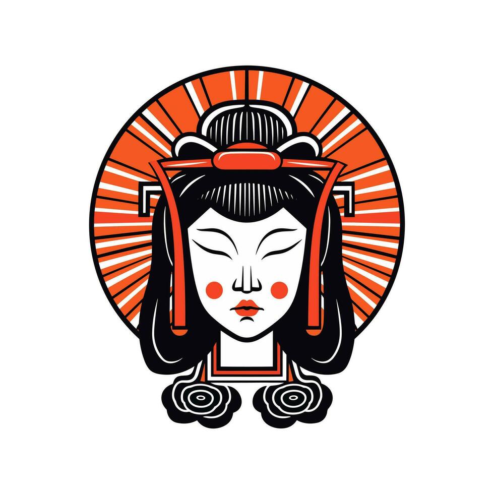 de manière complexe main tiré Japonais geisha fille illustration, parfait pour création unique et visuellement étourdissant logo dessins vecteur