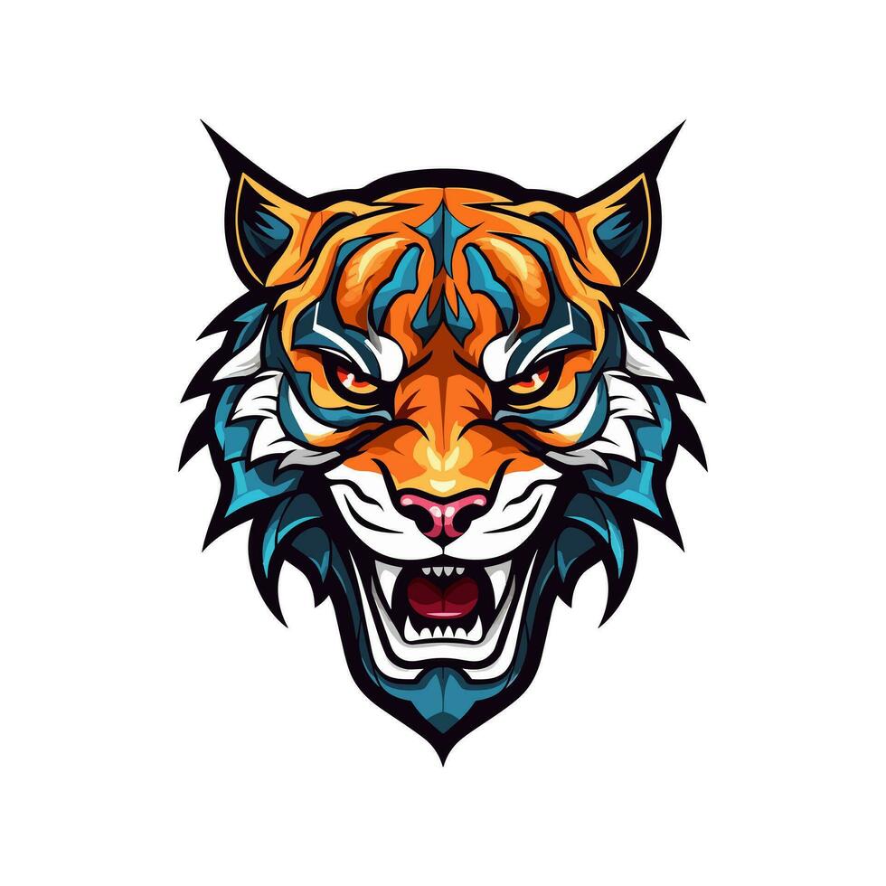 majestueux tigre main tiré logo illustration capturer force et beauté. parfait pour audacieux et féroce marque identités vecteur