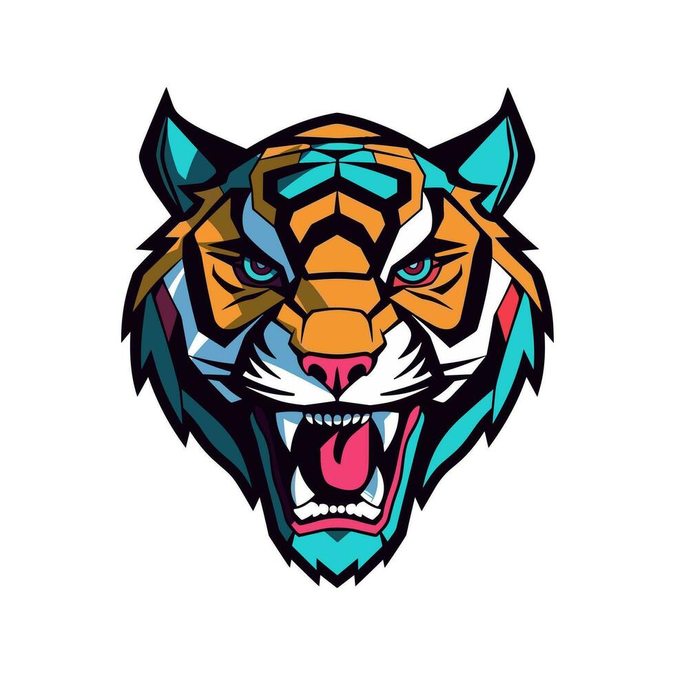 majestueux tigre main tiré logo illustration capturer force et beauté. parfait pour audacieux et féroce marque identités vecteur