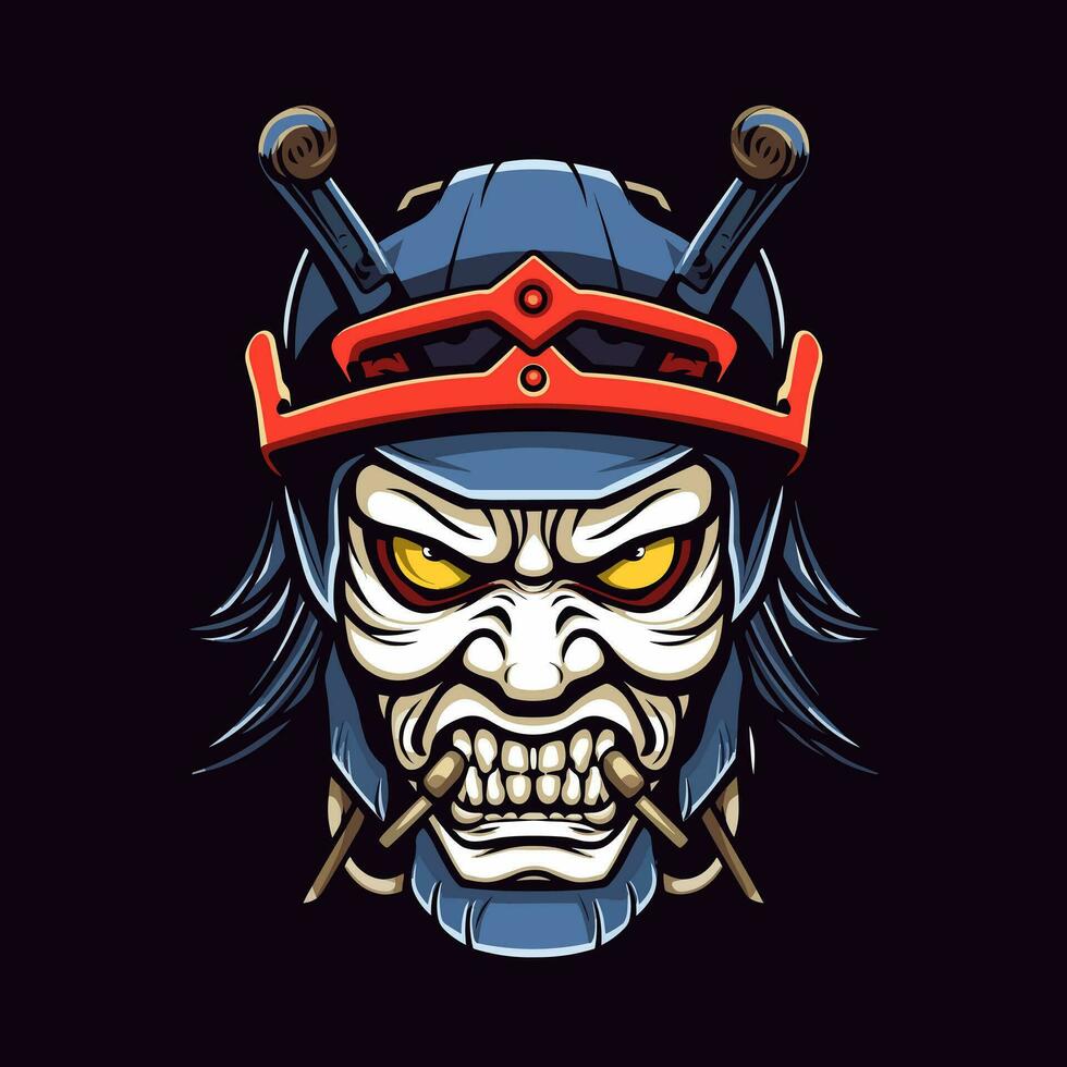 zombi samouraï armure main tiré logo conception illustration vecteur