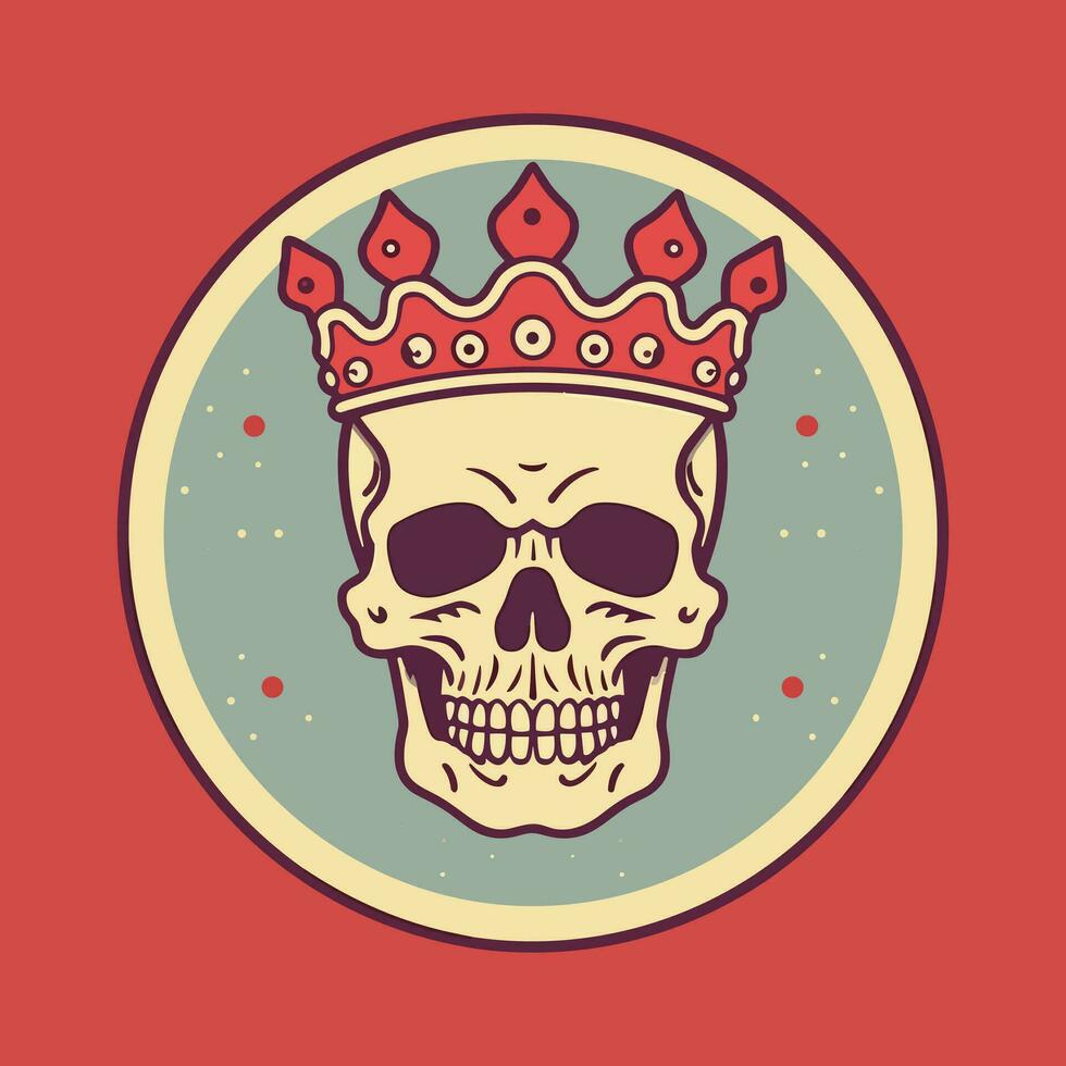 royal crâne main tiré logo une puissant symbole de autorité et dominance, le couronné crâne logo conception est parfait pour énervé et audacieux marques vecteur