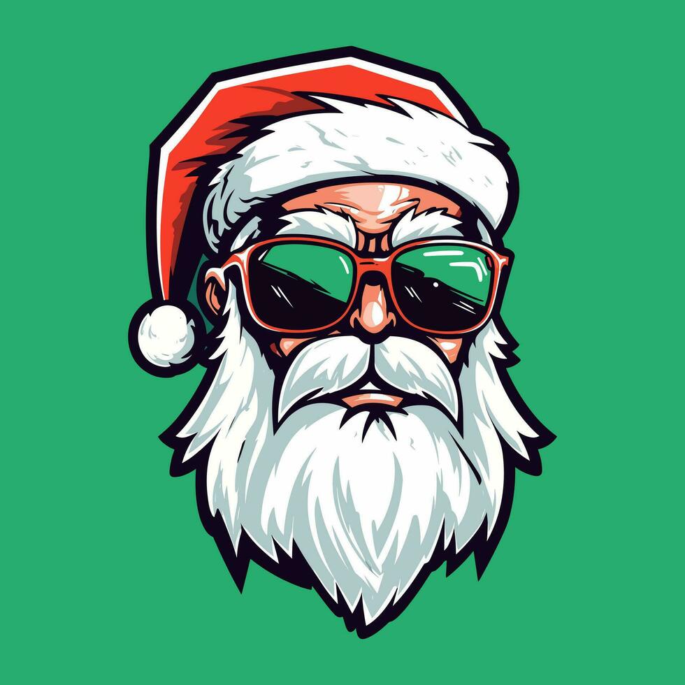 des lunettes de soleil Père Noël zombi main tiré logo conception illustration vecteur