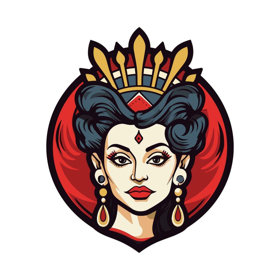 reine Princesse chicano fille main tiré logo conception illustration vecteur