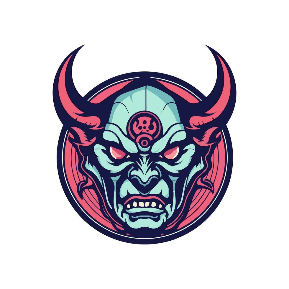 oni hannya masque illustration une captivant mélange de traditionnel et féroce, symbolisant force et passion. parfait pour audacieux l'image de marque et dessins vecteur