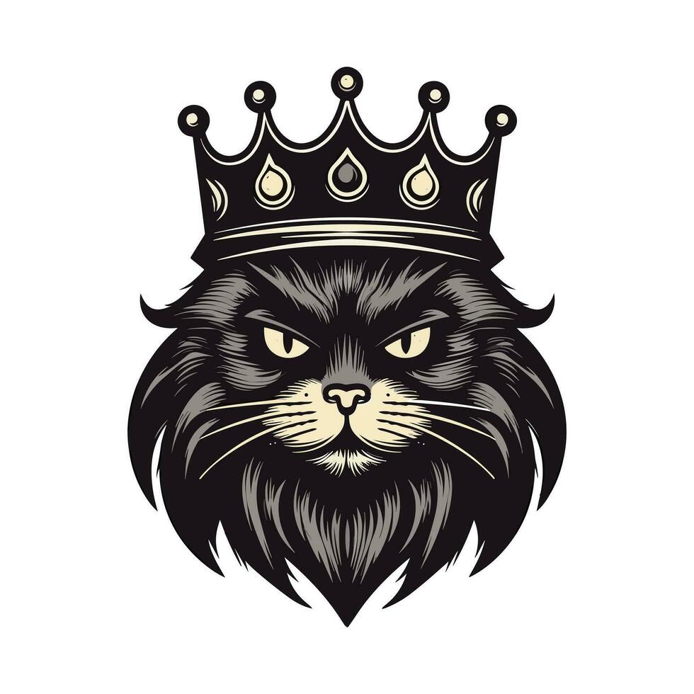 chat tête portant une couronne vecteur agrafe art illustration