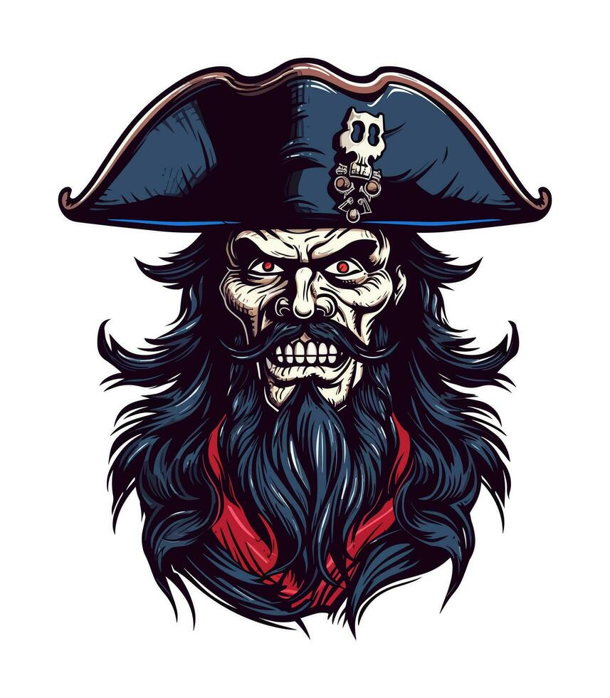 pirates crâne zombi tête vecteur agrafe art illustration