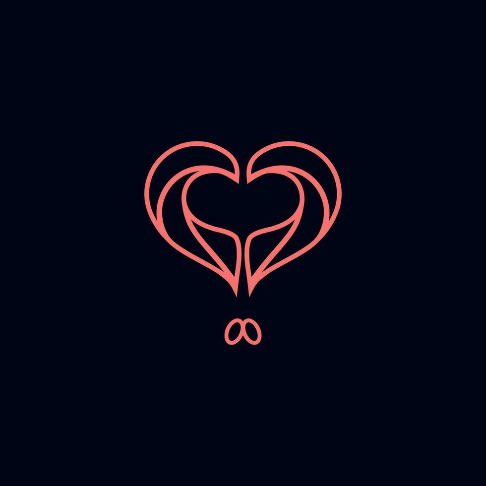 cœur rouge ligne logo vecteur