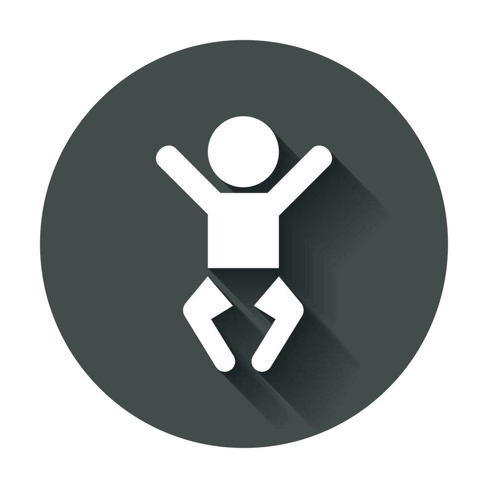 bébé vecteur icône. enfant plat illustration sur noir rond Contexte avec longue ombre.