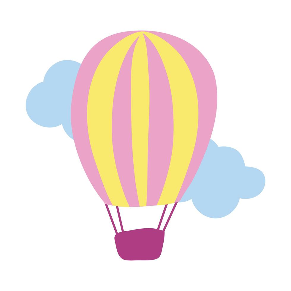 icône de style de dessin de main de vol chaud d'air de ballon vecteur