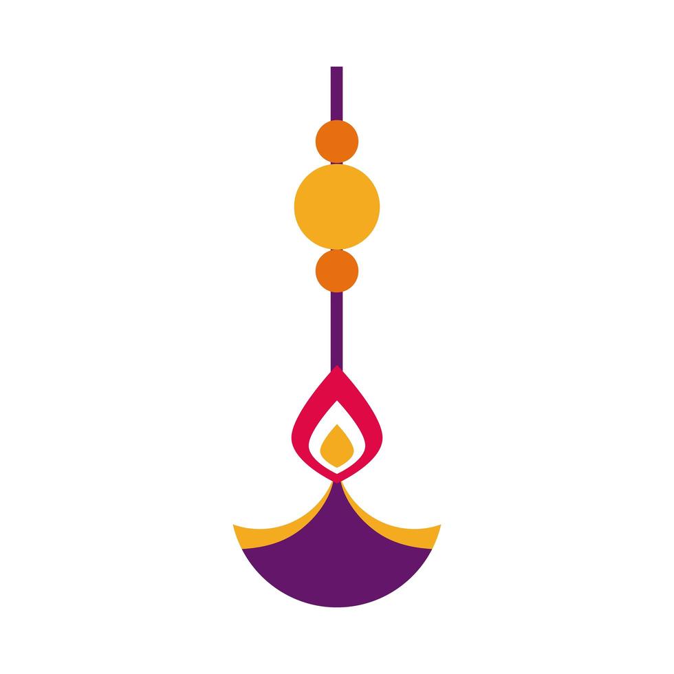 Diwali décoration hindoue suspendue icône de style plat vecteur