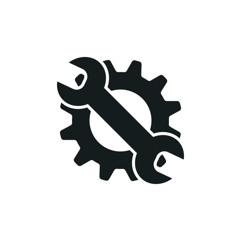 un service outils plat vecteur icône. roue dentée avec clé symbole logo illustration.